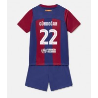 Fotbalové Dres Barcelona Ilkay Gundogan #22 Dětské Domácí 2023-24 Krátký Rukáv (+ trenýrky)